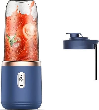 Oplaadbare On-the Go Blender met 1Cup - Krachtige Multifunctionele Blender - Perfect voor Smoothies, Shakes, Fruit en Groentesappen - Inhoud Cup: 400ml - Kleur: Blauw -