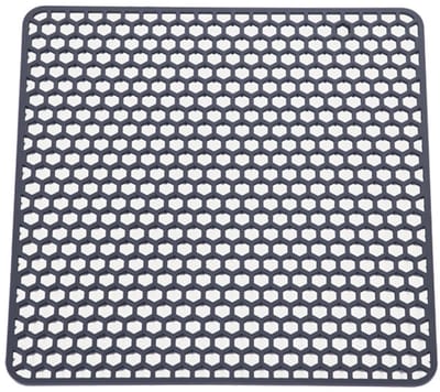 1 stuk Gootsteenmat - Siliconen - Spoelbakmat - Spoelmat - Voor spoelbak - Mat - Spoelbakbescherming - Spatbescherming - Afdruipmat - Donkergrijs - 34.5 x 34,5 cm