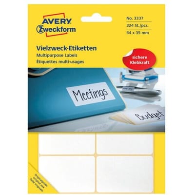 Huismerk Avery 3337 Handmatige Etiket 54x35mm Wit