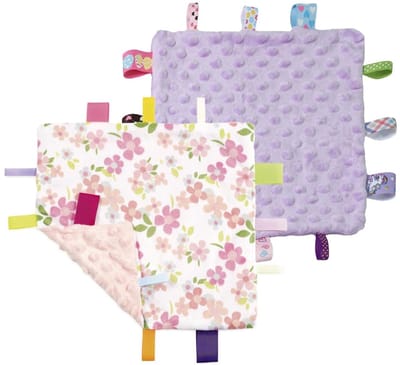Dailygoods- Veiligheidsdeken 24x24cm - Zachte Lovey - Sensorische Deken - Baby Trooster - Geweldig Cadeau - Wilde Bloemen/Paarse Print - Troostdeken