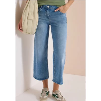 Jeans met High Waist en Wide Leg pijpen in Slim Fit
