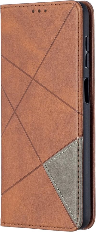 Coverup Hoesje - Geschikt voor Samsung Galaxy A12 Hoesje - Coverup Geometric Book Case - Donkerbruin