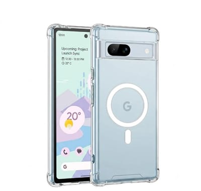 Casemania Hoesje Geschikt voor Google Pixel 7a - Transparant - Anti-Shock Magnetische Back Cover - Geschikt voor MagSafe Telefoonhoesje