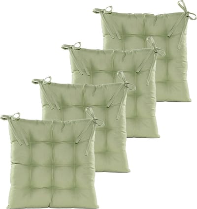Anna's collection Stoelkussen gewatteerd - 4x - mint groen - 38 x 38 cm - binnen/buiten