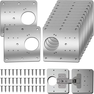 Reparatieplaten Scharnieren - Bevestigingsbeugels Montage - Meubelreparatie Kast - Roestvrij Staal - 9x9 cm - Zilver