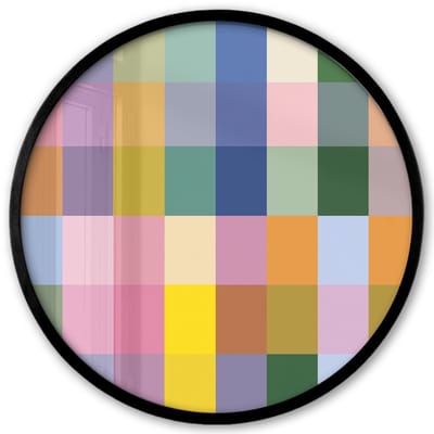 Poster in lijst Rond - Fotolijst 40x40 cm - Posters - Blokken - Vierkant - Patroon - Gekleurd - Ronde posterlijst zwart - Decoratie - Wanddecoratie woonkamer - Muurdecoratie slaapkamer