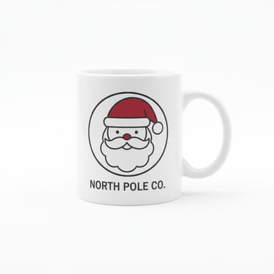 “North Pole Co.” Kerstman Mok 330 ml – Schattig Kerstontwerp met Santa – Perfect Feestdagencadeau voor Familie, Vrienden & Collega’s