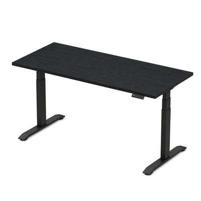 Zit-sta bureau elektrisch verstelbaar - 120 x 80 cm - hoogte 65-130 cm - NPR 1813 & NEN-EN 527 - zwart onderstel / zwart eiken blad