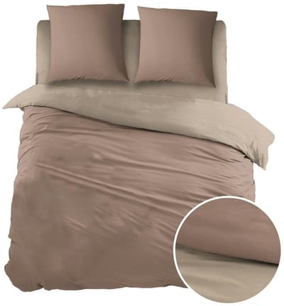 Sleepnight Dekbedovertrek - Taupe Café Au Lait Effen Flanel - B 240 x L 200 cm/B 240 x L 220 cm - Lits-jumeaux Omkeerbaar - 000277-B 240 x L 200/220 cm