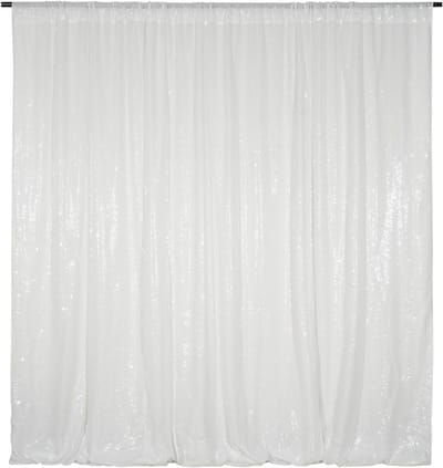Dailygoody - Ivoor Pailletten Achtergrond Stof Gordijn - Bruiloft Decoratie - Luxe Glans - 183x213cm - Party Achtergrond - Creëer een Feestelijke Sfee
