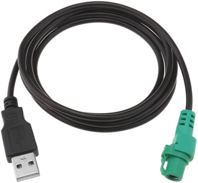 Allecto - USB-aansluiting - Adapter voor rotondo-aansluiting - Zwart & Groen - 4-pins kabel - Compatibel met Volkswagen - Geschikt voor Bora, Golf,...