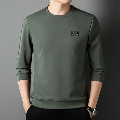 Automne Nouveau T-shirt à Manches Longues Sweat-shirt pour Hommes Jeunes et d'Âge Moyen Style Coréen Décontracté Tendance Col Rond Imprimé Sweat-shirt pour Hommes 4XL gray