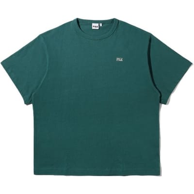 FILA Gebreide Effen Kleur Pullover Letter Logo Korte Mouw Bedrukte Schouder T-Shirt Heren T-Shirts Groen FS2RSD2104X-FGR S black