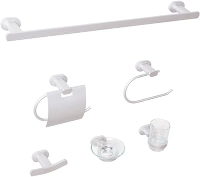 TOCOPILLA - 6-delige badkamer hardware set - Zilver - Aluminium