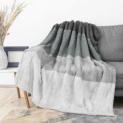 Ombre Sherpa Plaid voor Bank - Zachte Fleece Deken - Decoratieve Throw - 60 x 80 Inch