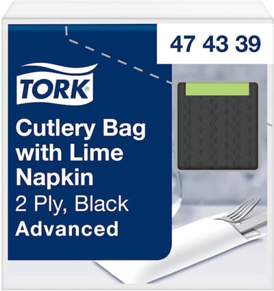 Tork 474339 bestekzakje advanced zwart met limoen servet 500 stuks (474339)