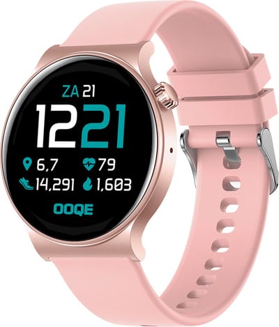 OOQE WATCH CS PRO - Smartwatch Heren en Dames | Geschikt voor iOS en Android | Full HD | Notificaties | Gezondheidsanalyse | Sportanalyse | GPS Koppeling | Bellen | Muziek/Audio Luisteren | Spelletjes | Ergonomisch | Nederlandstalig | Roze