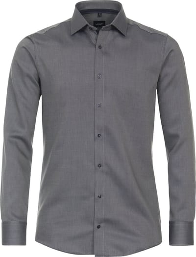 VENTI modern fit overhemd - dobby - groen - wit - blauw mini dessin - Strijkvrij - Boordmaat: 38