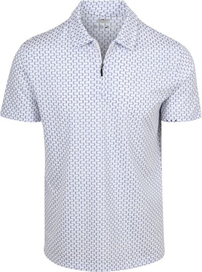 R2 Amsterdam Half Zip Polo Wit Print - Maat L - Heren