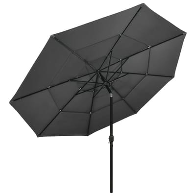 vidaXL - Parasol - 3-laags - met - aluminium - paal - 3,5 - m - antracietkleurig