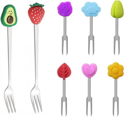 Set van 8 RVS Fruitvorken - Creatieve Dessertvorken voor Fruit en Snacks, Leuke Bestekset voor Feestjes