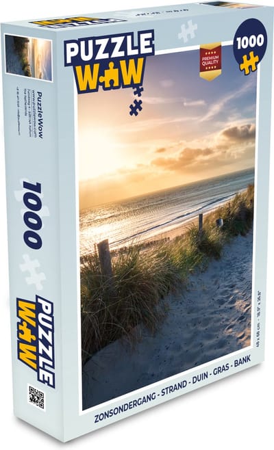 Puzzel Zonsondergang - Strand - Duin - Gras - Bank - Legpuzzel - Puzzel 1000 stukjes volwassenen