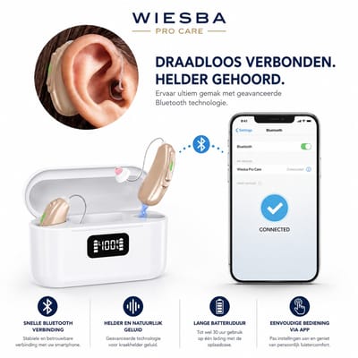 Wiesba® Pro Care ClearLife - Gehoorapparaat met geluid reductie - oplaadbaar - Beste gehoorapparaten - Hoortoestellen vergelijken - Digitaal gehoorapparaat - Gehoorversterkers - Gehoorapparaat voor ouderen - Onzichtbaar gehoorapparaat