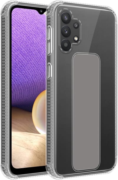Cadorabo Hoesje geschikt voor Samsung Galaxy A32 4G in GRIJS - Beschermhoes gemaakt van flexibel TPU silicone Cover Case met houder en standfunctie