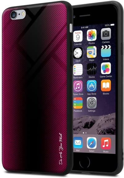 Cadorabo Hoesje geschikt voor Apple iPhone 6 PLUS / 6S PLUS in PAARS ROZE - Beschermhoes gemaakt van TPU silicone Case Cover en achterkant van gehard glas
