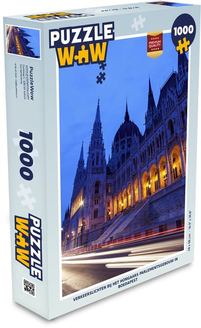 Puzzel Verkeerslichten bij het Hongaars parlementsgebouw in Boedapest - Legpuzzel - Puzzel 1000 stukjes volwassenen