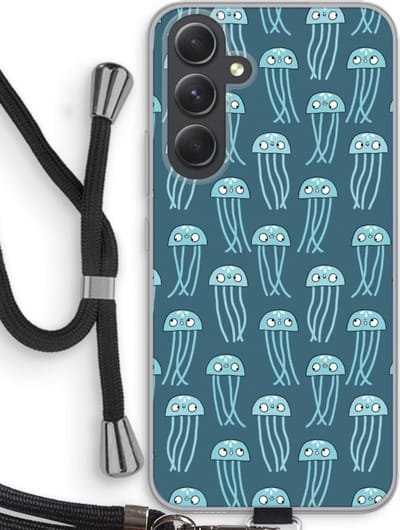 Case Company® - Hoesje met koord geschikt voor Samsung Galaxy A54 hoesje met Koord - Kwallie - Telefoonhoesje met Zwart Koord - Bescherming aan alle Kanten en Over de Schermrand
