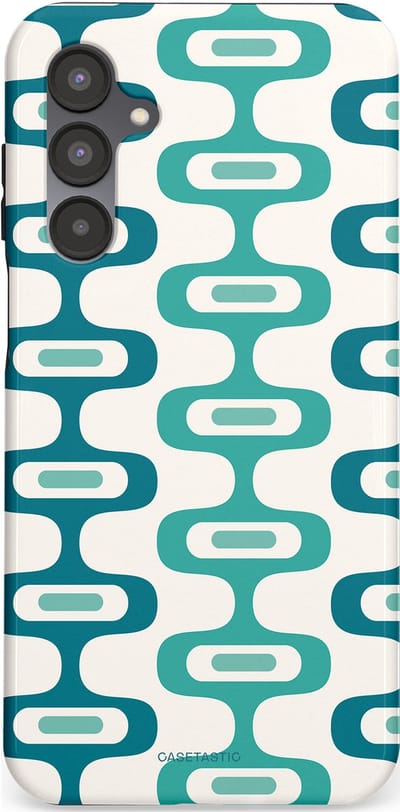 Casetastic hoesje geschikt voor Samsung Galaxy A16 - Dubbellaagse bescherming - Vormen vibe - Fashion Case - Wit Petrol Lichtgrijs Mintgroen