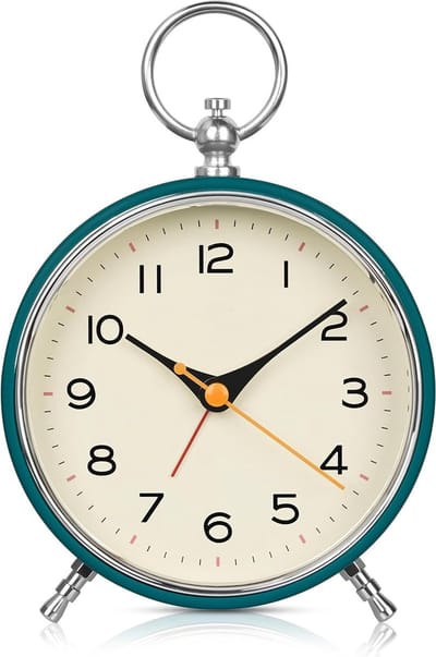 Analoge wekker, stil, zonder tikken, vintage wekker met nachtlampje, werkt op batterijen, eenvoudig te bedienen en krachtig alarm, sluimerfunctie voor slaapkamer, woonkamer, keuken