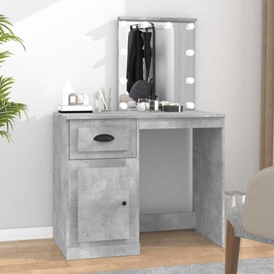 vidaXL - Kaptafel - met - LED - 90x50x132,5 - cm - bewerkt - hout - betongrijs