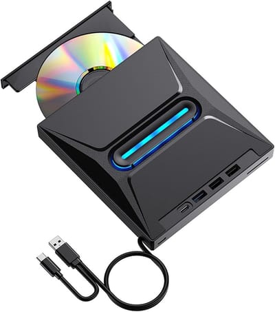 Externe CD DVD Drive-USB 3.0-Draagbare 7-in-1 CD-ROM DVD-drive-Geschikt voor Laptops, Desktops, Windows 11/10/8/7, Linux, Mac OS - DVD’s & CD’s Branden en Lezen