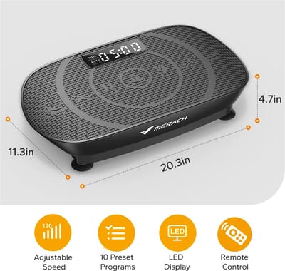 Trendique - Trilplaat - Afvallen - Trilplaat fitness - Vetverbranding - Zwart - Op stroom - tot 150 KG - met afstandsbediening en LED-scherm
