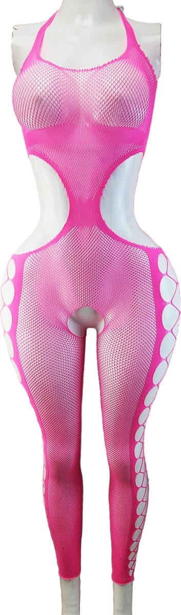 BamBella ® - Panty pak -Onesize - body suit - Dames - Onesize - Erotische jumpsuit van kant lingerie roze