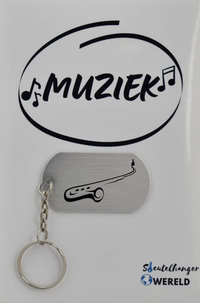 Saxofoon Sleutelhanger inclusief kaart - saxofoon cadeau – saxofoon - Leuk kado voor je vriend om te geven - 2.9 x 5.4CM