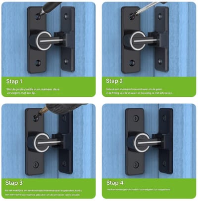 Ynkkvre - 90° Schuifdeurslot Barn Door – Zinklegering – Lichtgevend Nachtzicht – Mat Zwart