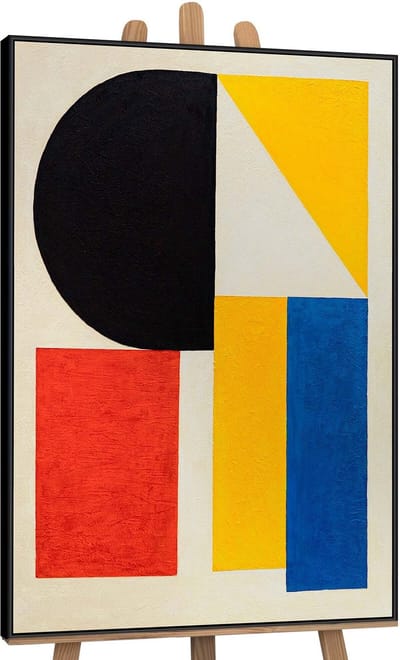 Canvas schilderij 120x80 cm handgeschilderd contrasten – YS-Art Gallery – Lijst: Zwart – Luxe wanddecoratie