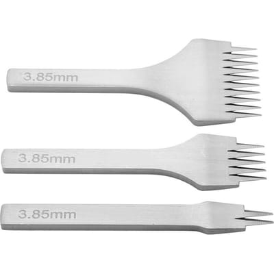 Acier Blanc 2510 Jeu d'Outils Poinçons à Dents pour Laçage Couture Ciseaux pour Artisanat du Cuir (3.85mm) 3.85MM white