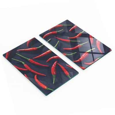 Decoratieve glazen snijplanken voor chilipepers 2x30x52 cm