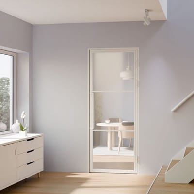 Schulte Complete Glazen Binnendeur Met Kozijn 90x215cm - Transparant - Wit - Rechts