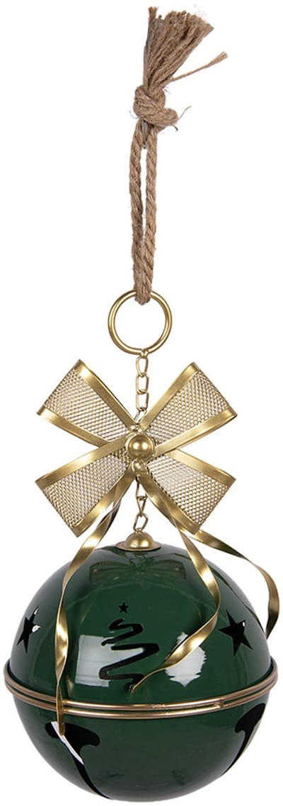 Clayre & Eef Kerstdecoratie Beeld Bel Ø 19x45 cm Groen Metaal