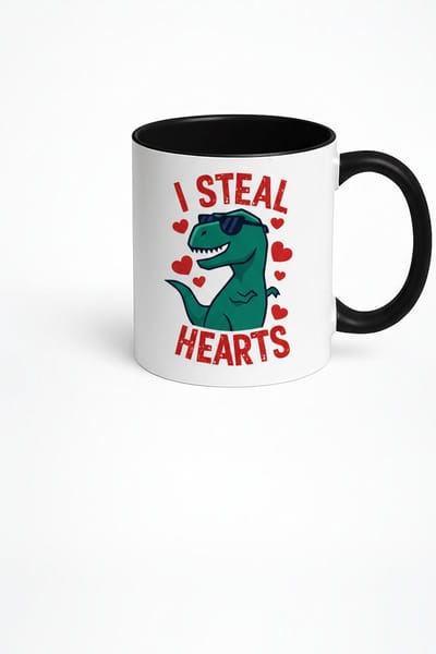 Mok 'I Steal Hearts' met Coole T-Rex Dinosaurus & Zonnebril - Grappig Valentijn Cadeau