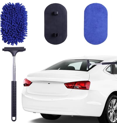 Wasborstel Voertuigen - Reinigingsdweil Auto - Glanzend Exterieur - Intrekbaar Ontwerp - Tot 101 cm - Grijs