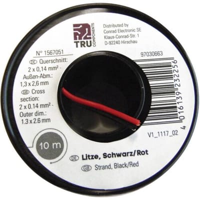 TRU COMPONENTS 1567052 Draad 2 x 0.14 mm² Bruin, Geel 50 m