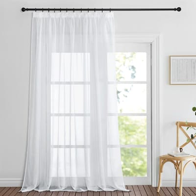 Dailygoods- Raamgordijnen Transparant - Vitragegordijnen Kant en Klaar - 1 Stuk - 200x220cm - Plooiband - Lichtdoorlatend - Vitrage