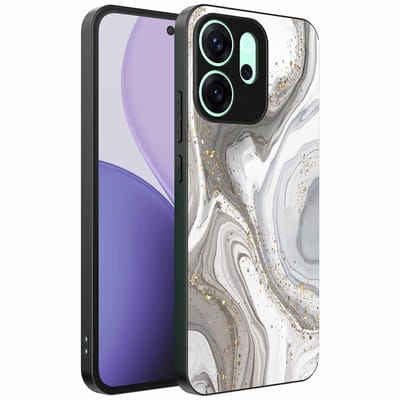 Geschikt voor Oppo Reno 14 F Telefoonhoesje met marmer opdruk - TPU backcover case marble design - Zilver - Smartphonica geschikt voor Oppo Reno 14 F