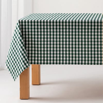 GAMUSI - Vlekbestendig Tafelkleed Katoen Polyester Vichy Ruit - 140 x 140 cm - Groen- Tafellaken met Vlekwerende Coating - Landelijke Stijl